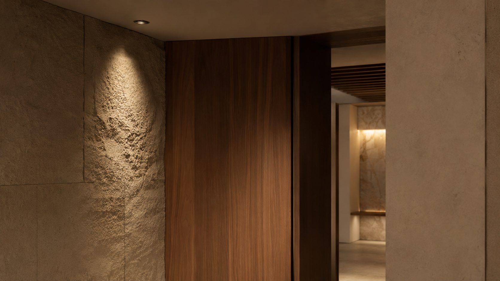Architectural lighting detail with warm linear illumination